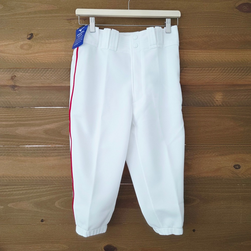 Mizuno Baseball Short Pants White Red Piping Performance Adult Small